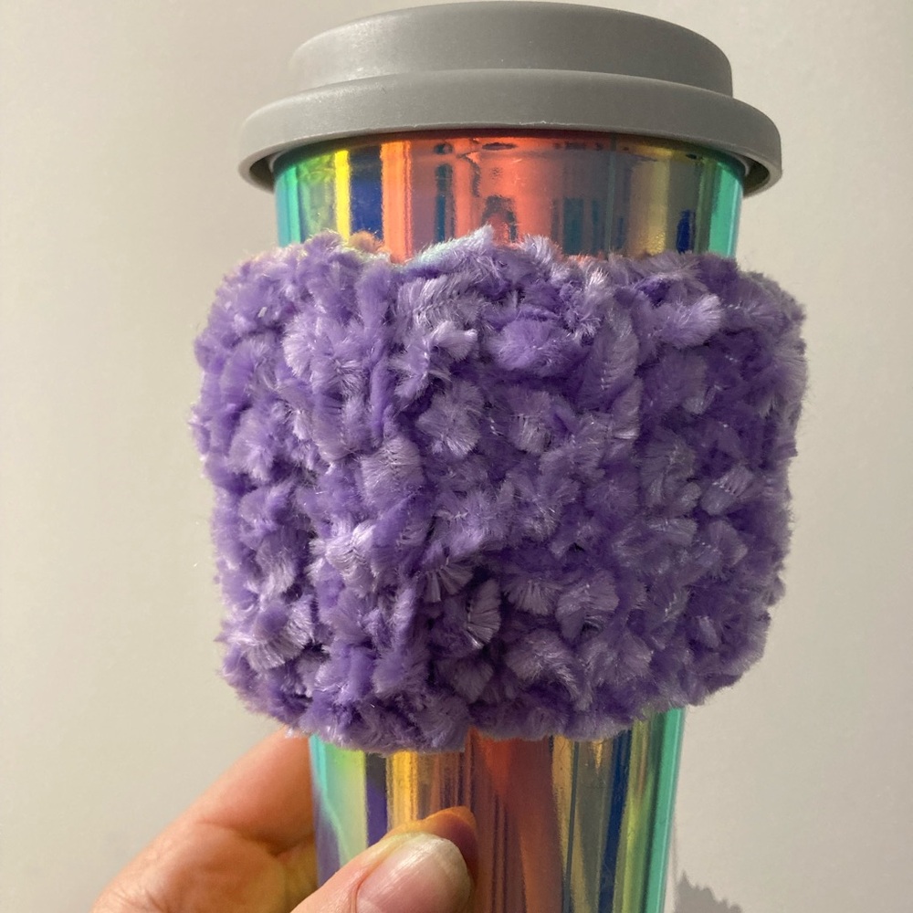 Light Purple Glow Chenille Reusable Cup Cozy/Sleeve